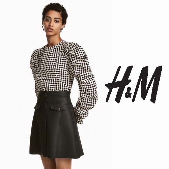 H&M Tops - H&M Women’s Pleated Sleeve Checkered Blouse, 8